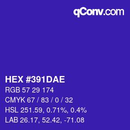 Color code: HEX #391DAE | qconv.com