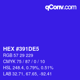 Color code: HEX #391DE5 | qconv.com