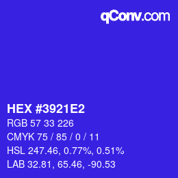 カラーコード: HEX #3921E2 | qconv.com