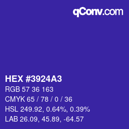 Color code: HEX #3924A3 | qconv.com