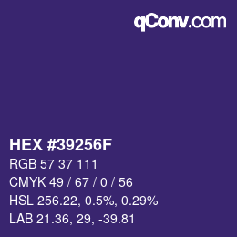 カラーコード: HEX #39256F | qconv.com