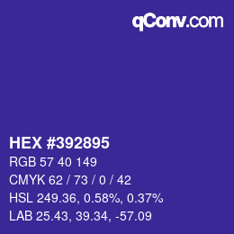 Color code: HEX #392895 | qconv.com