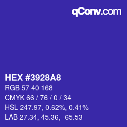 カラーコード: HEX #3928A8 | qconv.com