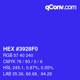 Color code: HEX #3928F0 | qconv.com