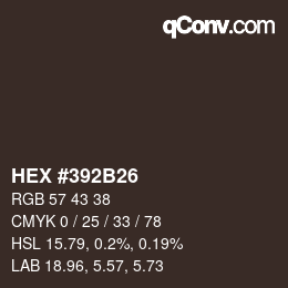 カラーコード: HEX #392B26 | qconv.com
