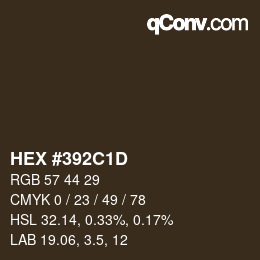 Farbcode: HEX #392C1D | qconv.com