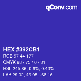 Color code: HEX #392CB1 | qconv.com