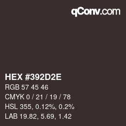 Color code: HEX #392D2E | qconv.com