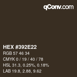 Color code: HEX #392E22 | qconv.com