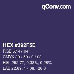 カラーコード: HEX #392F5E | qconv.com