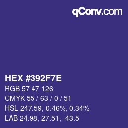 Color code: HEX #392F7E | qconv.com