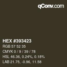 颜色代码: HEX #393423 | qconv.com