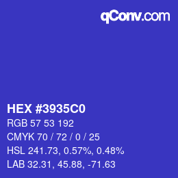 Color code: HEX #3935C0 | qconv.com