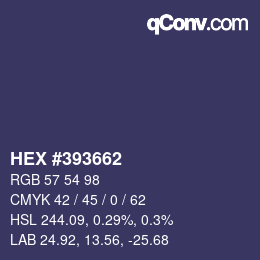 Color code: HEX #393662 | qconv.com