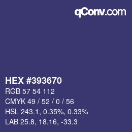 カラーコード: HEX #393670 | qconv.com