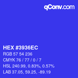 Color code: HEX #3936EC | qconv.com