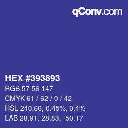 カラーコード: HEX #393893 | qconv.com