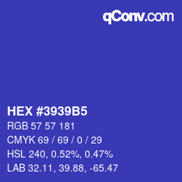 Color code: HEX #3939B5 | qconv.com