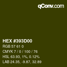 颜色代码: HEX #393D00 | qconv.com