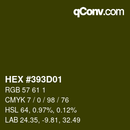 Farbcode: HEX #393D01 | qconv.com