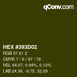 Código de color: HEX #393D02 | qconv.com