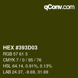 颜色代码: HEX #393D03 | qconv.com