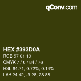Code couleur: HEX #393D0A | qconv.com