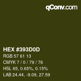 Code couleur: HEX #393D0D | qconv.com