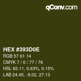 颜色代码: HEX #393D0E | qconv.com