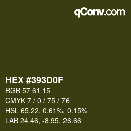 Color code: HEX #393D0F | qconv.com