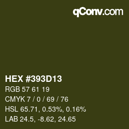 颜色代码: HEX #393D13 | qconv.com