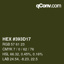 カラーコード: HEX #393D17 | qconv.com