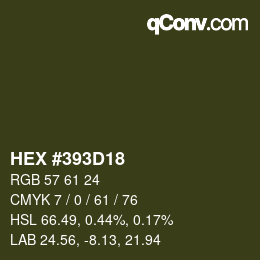 颜色代码: HEX #393D18 | qconv.com