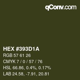 Color code: HEX #393D1A | qconv.com
