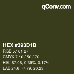 Code couleur: HEX #393D1B | qconv.com