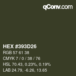 颜色代码: HEX #393D26 | qconv.com