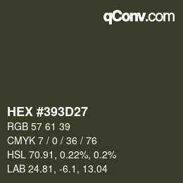 Code couleur: HEX #393D27 | qconv.com