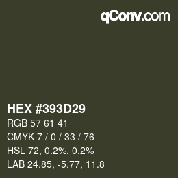 Code couleur: HEX #393D29 | qconv.com