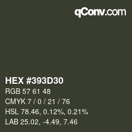 Color code: HEX #393D30 | qconv.com