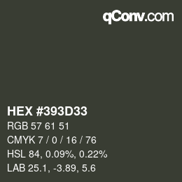 Código de color: HEX #393D33 | qconv.com