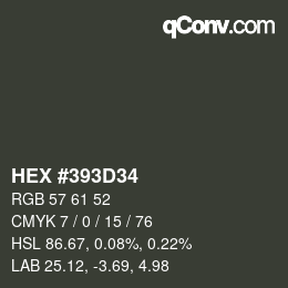 颜色代码: HEX #393D34 | qconv.com