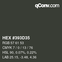 Code couleur: HEX #393D35 | qconv.com