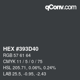 Code couleur: HEX #393D40 | qconv.com