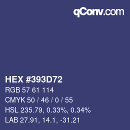 Code couleur: HEX #393D72 | qconv.com