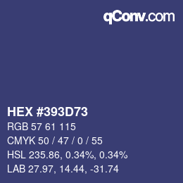 Code couleur: HEX #393D73 | qconv.com