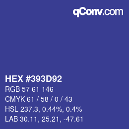 Code couleur: HEX #393D92 | qconv.com