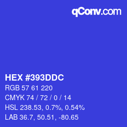 Code couleur: HEX #393DDC | qconv.com