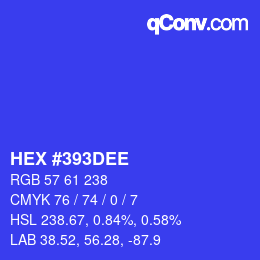 Code couleur: HEX #393DEE | qconv.com