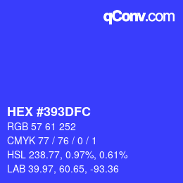 Color code: HEX #393DFC | qconv.com