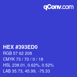 Farbcode: HEX #393ED0 | qconv.com